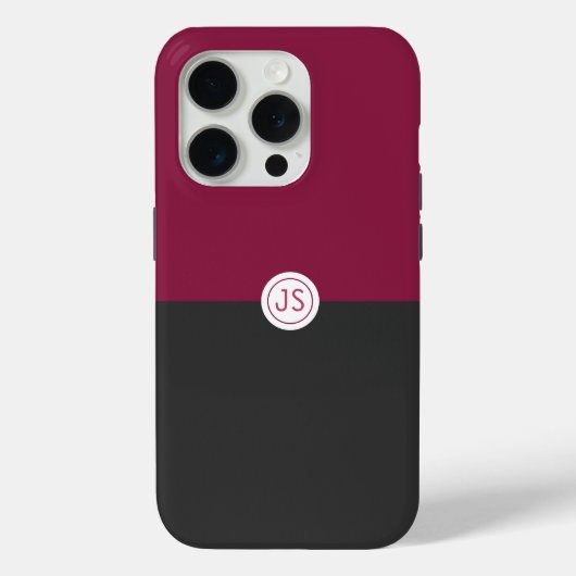 Elegant Burgundy and Black Monogram Case-Mate iPhone Case (Achterkant)