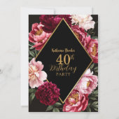 Elegant Burgundy and Blush Peony Floral Birthday Kaart (Achterkant)