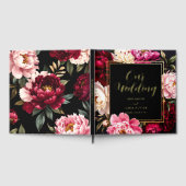 Elegant Burgundy and Blush Peony Floral Wedding Gastenboek (Volledig)