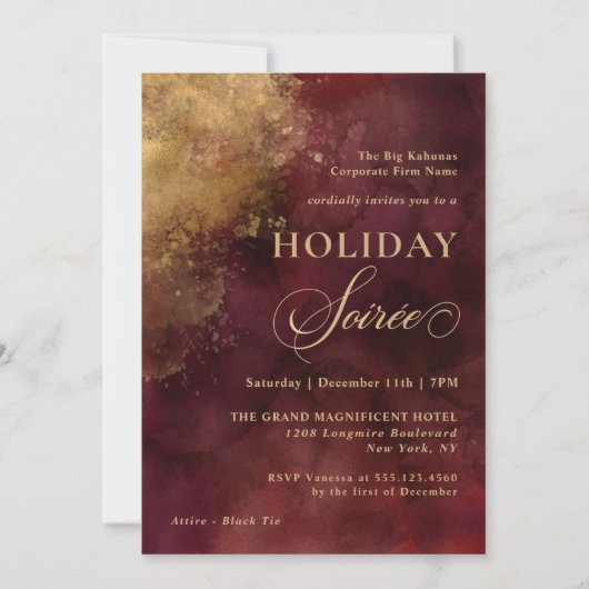Elegant Burgundy and Gold Corporate Holiday Party Kaart (Voorkant)