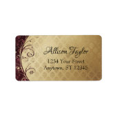 Elegant Burgundy and Gold Damask Label (Voorkant)