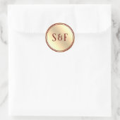 Elegant Burgundy and Gold Foil Monogram Ronde Sticker (Tas)