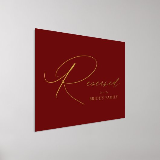 Elegant Burgundy and Gold Foil Reserved Sign Folie Afdrukken (Laagn)