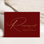 Elegant Burgundy and Gold Foil Reserved Sign Folie Afdrukken