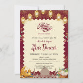Elegant Burgundy and Gold Iftar Invitation Lantern Kaart (Voorkant)