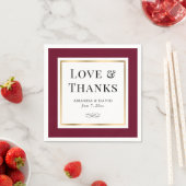 Elegant Burgundy and Gold Love and Bedankt Wedding Servet (Insitu)