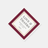 Elegant Burgundy and Gold Love and Bedankt Wedding Servet (Hoek)