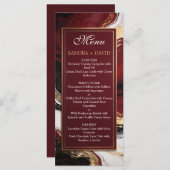 Elegant Burgundy and Gold Marble Wedding Menu (Voorkant / Achterkant)