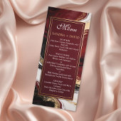 Elegant Burgundy and Gold Marble Wedding Menu