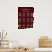 Elegant Burgundy and Gold Marble Wedding Poster (Keuken)