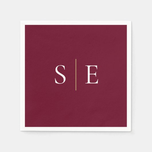 Elegant Burgundy and Gold Monogram Minimalist Servet (Voorkant)