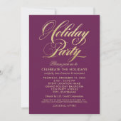 Elegant Burgundy and Gold Script Holiday Party Kaart (Voorkant)