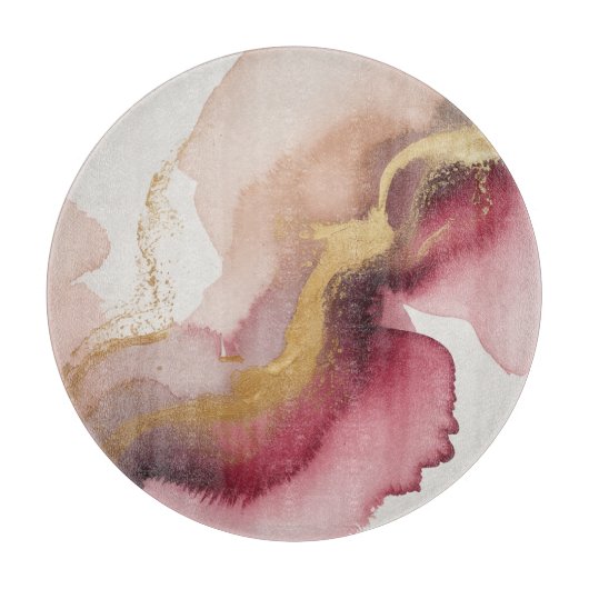 Elegant Burgundy and Gold Watercolor Art Snijplank (Voorkant)