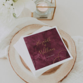Elegant Burgundy and Gold Waterverf Wedding Servet