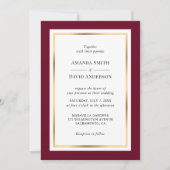 Elegant Burgundy and Gold Wedding Invitation Kaart (Voorkant)