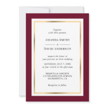 Elegant Burgundy and Gold Wedding Invitation