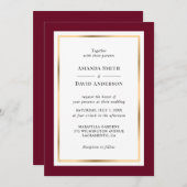 Elegant Burgundy and Gold Wedding Invitation Kaart (Voorkant / Achterkant)