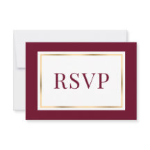 Elegant Burgundy and Gold Wedding Response Kaart