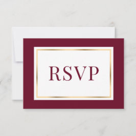 Elegant Burgundy and Gold Wedding Response Kaart