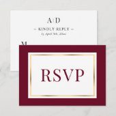 Elegant Burgundy and Gold Wedding Response Kaart (Voorkant / Achterkant)