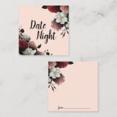 Elegant Burgundy and Pink Flowers Date Night Kaart Vierkante Visitekaartje (Voorkant / Achterkant)