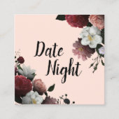Elegant Burgundy and Pink Flowers Date Night Kaart Vierkante Visitekaartje (Voorkant)