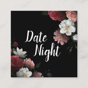 Elegant Burgundy and Pink Flowers Date Night Kaart Vierkante Visitekaartje