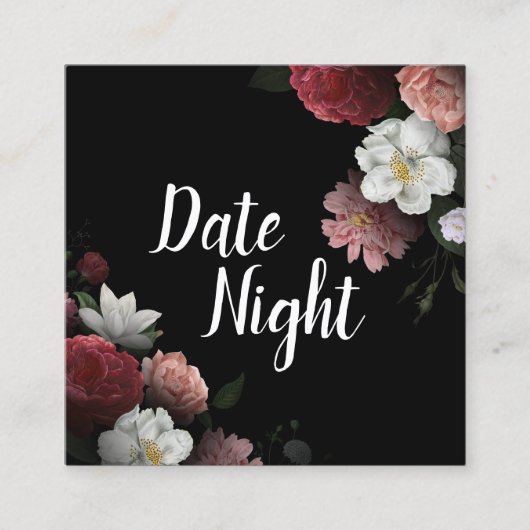 Elegant Burgundy and Pink Flowers Date Night Kaart Vierkante Visitekaartje (Voorkant)