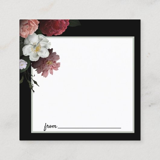 Elegant Burgundy and Pink Flowers Date Night Kaart Vierkante Visitekaartje (Achterkant)