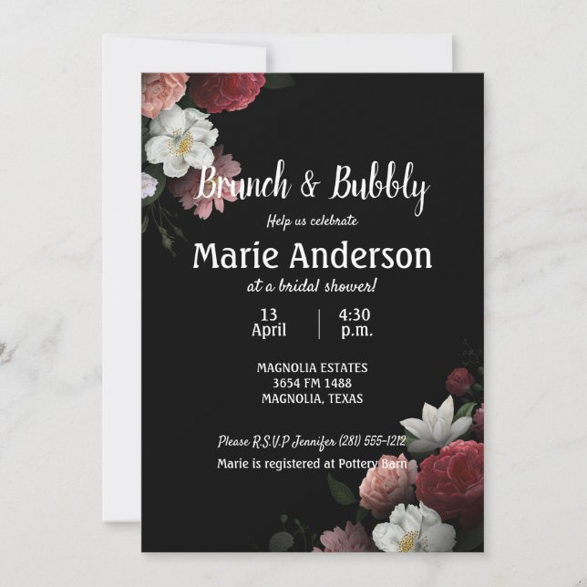 Elegant Burgundy and Pink Vrijgezellenfeest Brunch (Voorkant)