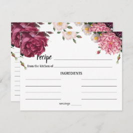 Elegant Burgundy and Pink Wedding Recipcard Notitiekaartje