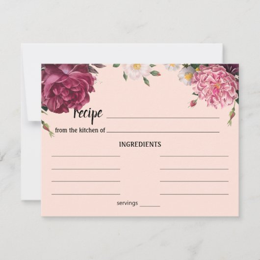 Elegant Burgundy and Pink Wedding Recipcard Notitiekaartje (Voorkant)