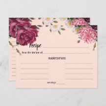 Elegant Burgundy and Pink Wedding Recipcard