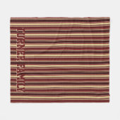 Elegant Burgundy Beige Stripes - Aangepast monogra Fleece Deken (Voorkant (Horizontaal))