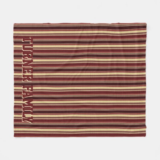 Elegant Burgundy Beige Stripes - Aangepast monogra Fleece Deken (Voorkant (Horizontaal))