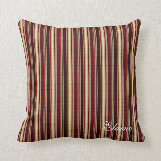 Elegant Burgundy Beige Stripes - Aangepast monogra Kussen