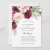Elegant Burgundy Berry Blush Pink Floral Wedding Kaart (Voorkant)