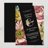 Elegant Burgundy Black Gold Floral Wedding Kaart (Voorkant / Achterkant)