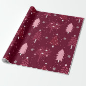 Elegant Burgundy Bliss - kerstboompatroon Cadeaupapier (Uitgerold)