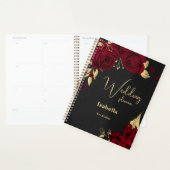 Elegant burgundy bloemen goudbruine bruine bruilof planner (Display)