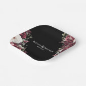 Elegant Burgundy Bloemendek Zwart Bruiloft  Papieren Bordje (Gebogen)