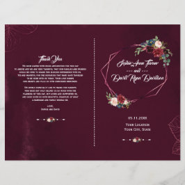 Elegant burgundy bloemmotief geometrisch trouwprog