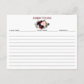 Elegant Burgundy Blue Floral Shower Recipe Kaart (Achterkant)