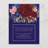 Elegant Burgundy Blue Floral Wedding Budget Briefkaart (Voorkant)