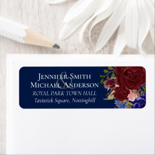 Elegant Burgundy Blue Floral Wedding Budget Etiket