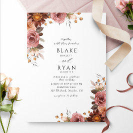 Elegant Burgundy Blush and Roos Wedding Invitation Kaart
