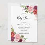 Elegant Burgundy Blush Baby shower Invite Kaart (Voorkant)
