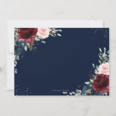 Elegant Burgundy Blush Blue Floral Rozen Weddensch Save The Date (Achterkant)