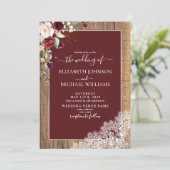 Elegant Burgundy Blush Botanical Wood Weddenschap Kaart (Staand voorkant)