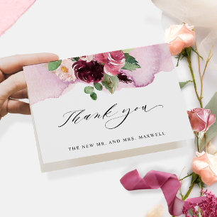 Elegant Burgundy Blush en Pink Floral Folded Bedankkaart